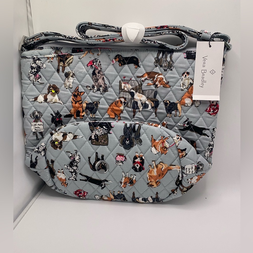 “Vera Bradley” Bucket Crossbody Bag in Cotton- (NWT) “Dog Show”Pattern - Picture 12 of 13